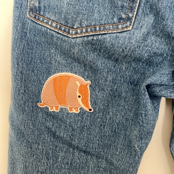 Levi’s Wedge Straight Jeans 24 Custom paint splatter Armadillo Dinosaur Patches - Picture 7 of 16